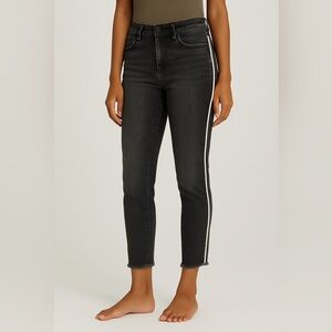 Tamnoon Black Crop Jeans with Side Stripe Detail | Size 26